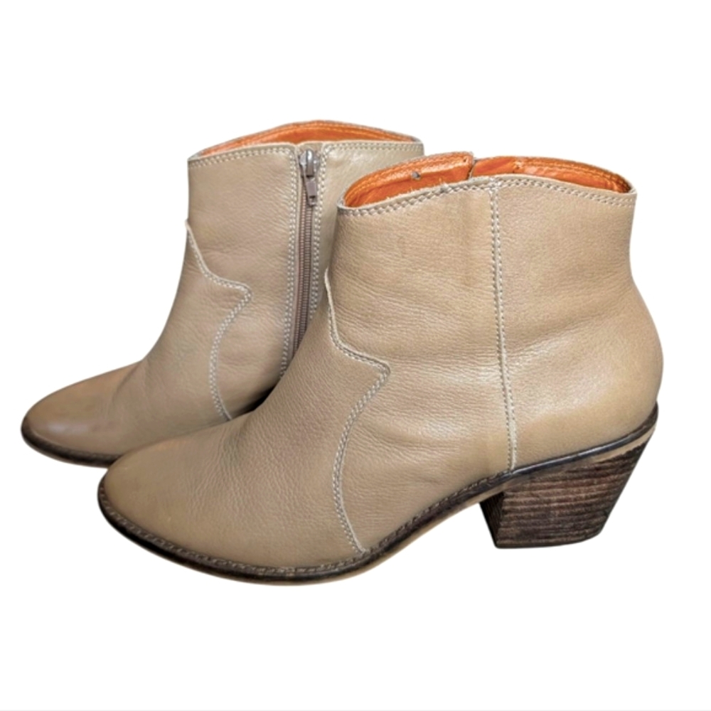 Lucky Brand Women's Marcos Tan Leather 2.5 Inch Autumn Ankle Booties Size 10